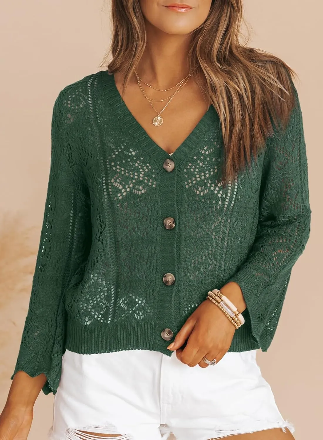 Dokotoo Cardigan Sweaters for Women Long Sleeve Shirts Lightweight Cardigan Button Down Crochet Tops Spring Outfits 2025