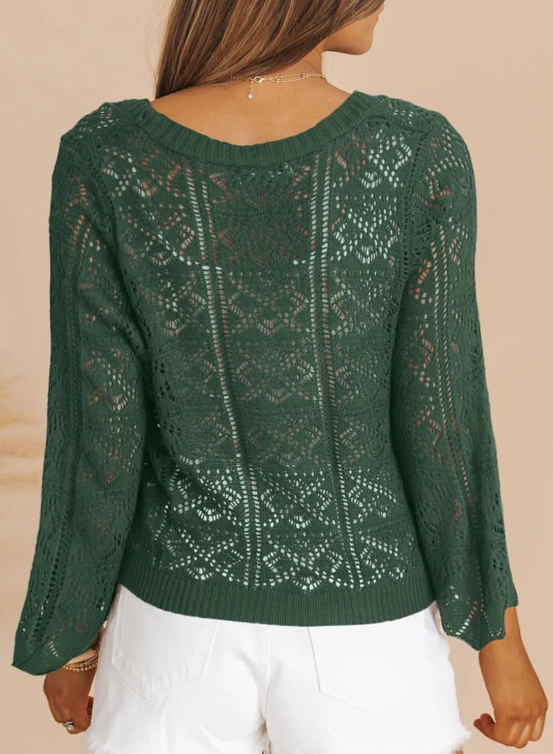 Dokotoo Cardigan Sweaters for Women Long Sleeve Shirts Lightweight Cardigan Button Down Crochet Tops Spring Outfits 2025