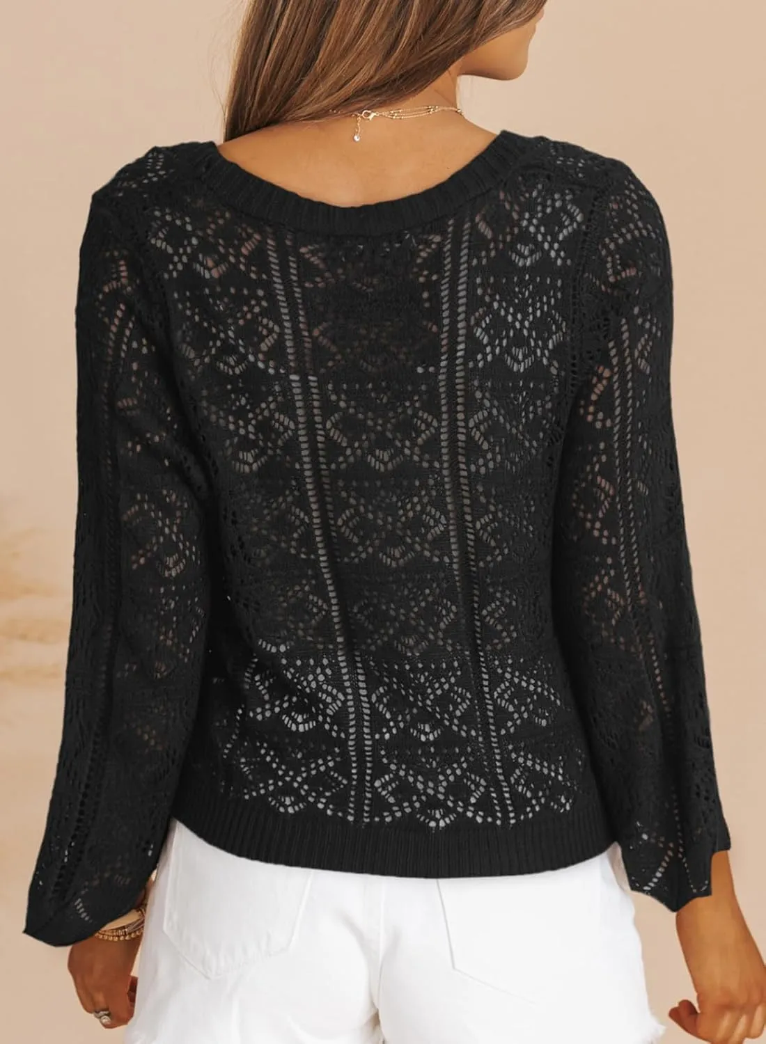 Dokotoo Cardigan Sweaters for Women Long Sleeve Shirts Lightweight Cardigan Button Down Crochet Tops Spring Outfits 2025
