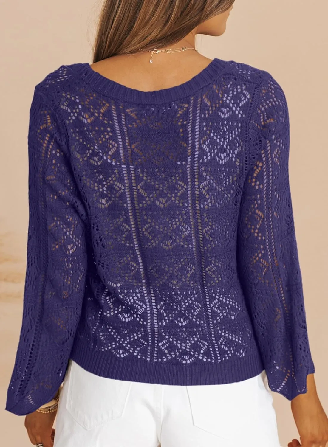 Dokotoo Cardigan Sweaters for Women Long Sleeve Shirts Lightweight Cardigan Button Down Crochet Tops Spring Outfits 2025