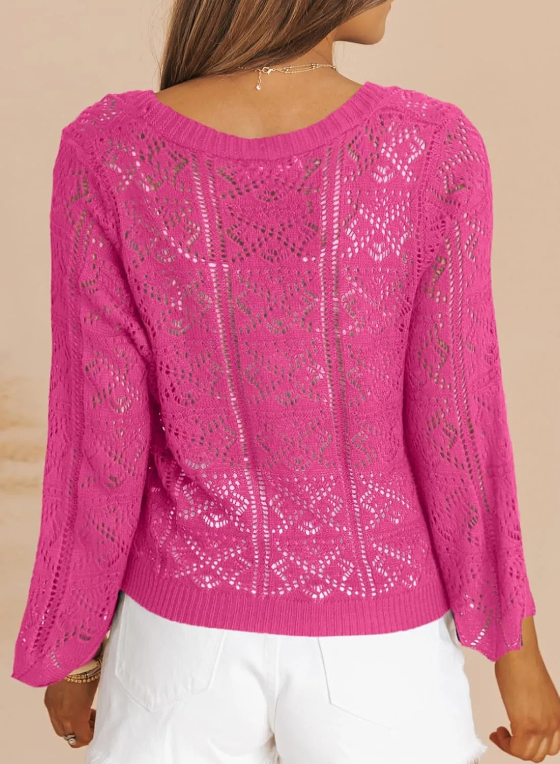 Dokotoo Cardigan Sweaters for Women Long Sleeve Shirts Lightweight Cardigan Button Down Crochet Tops Spring Outfits 2025