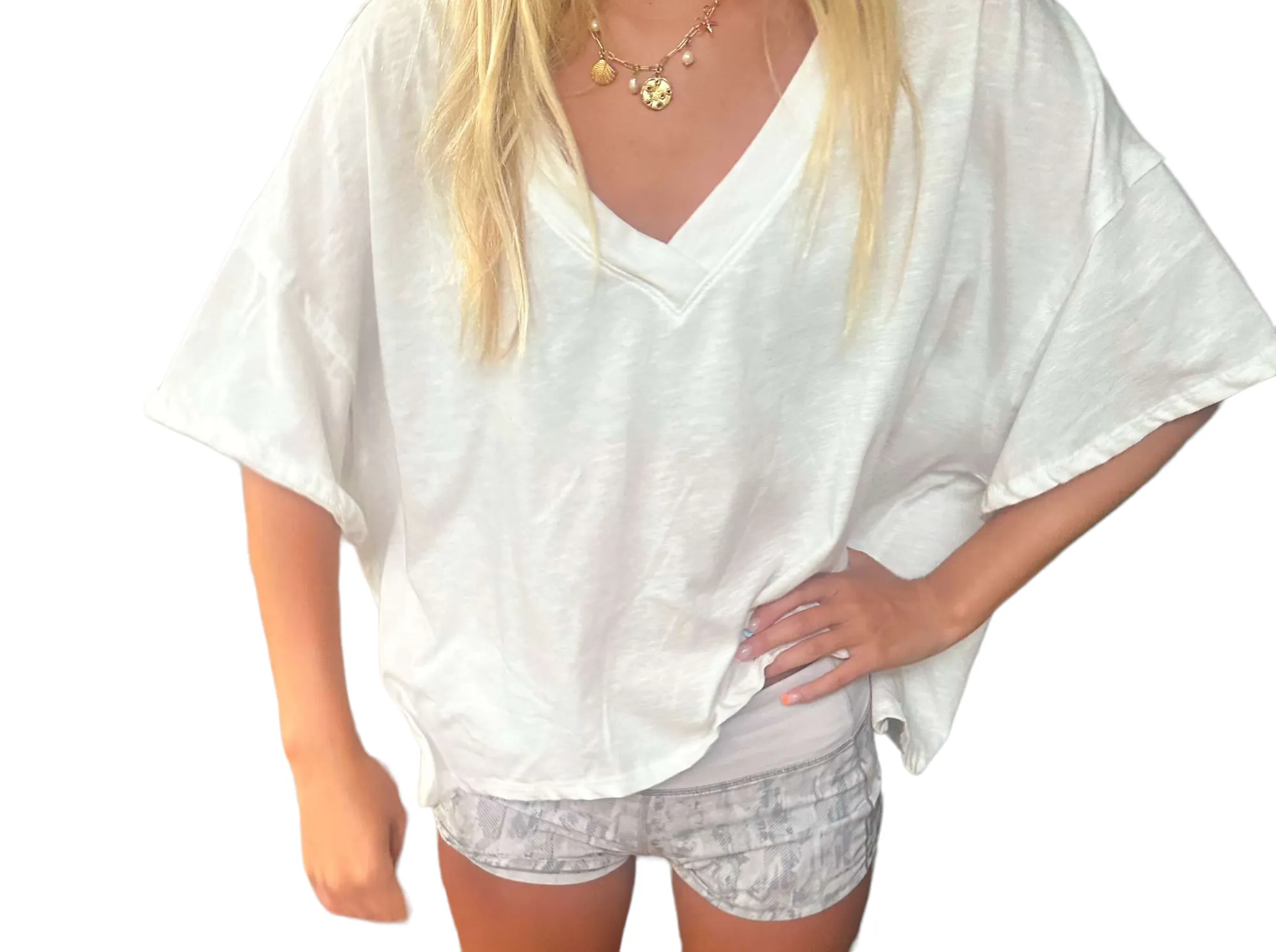 Effortless Chic: High-Low V-Neck Oversized Tee