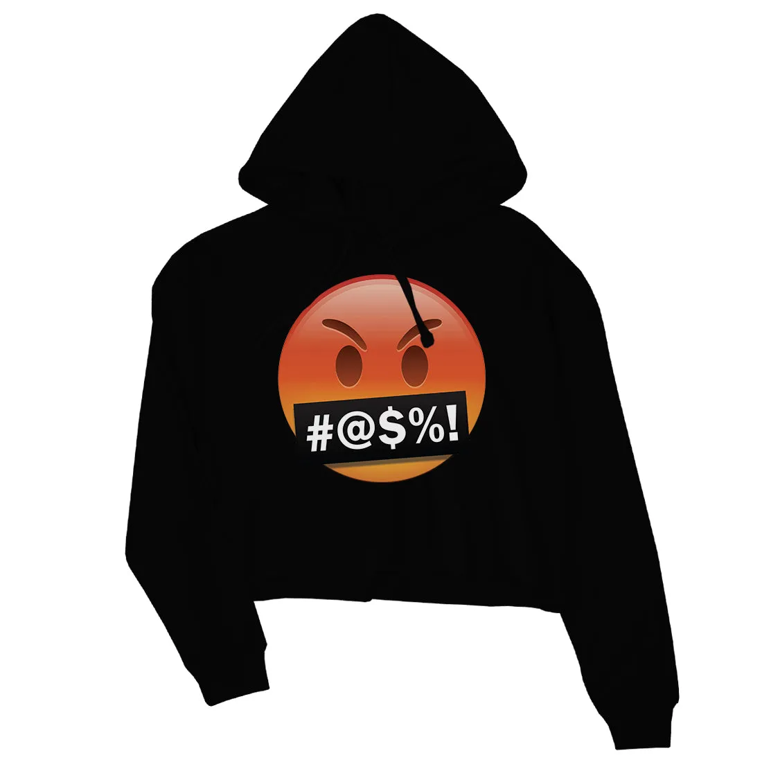 Emoji-Angry Womens Crop Hoodie Mad Humurous Halloween Birthday Gift