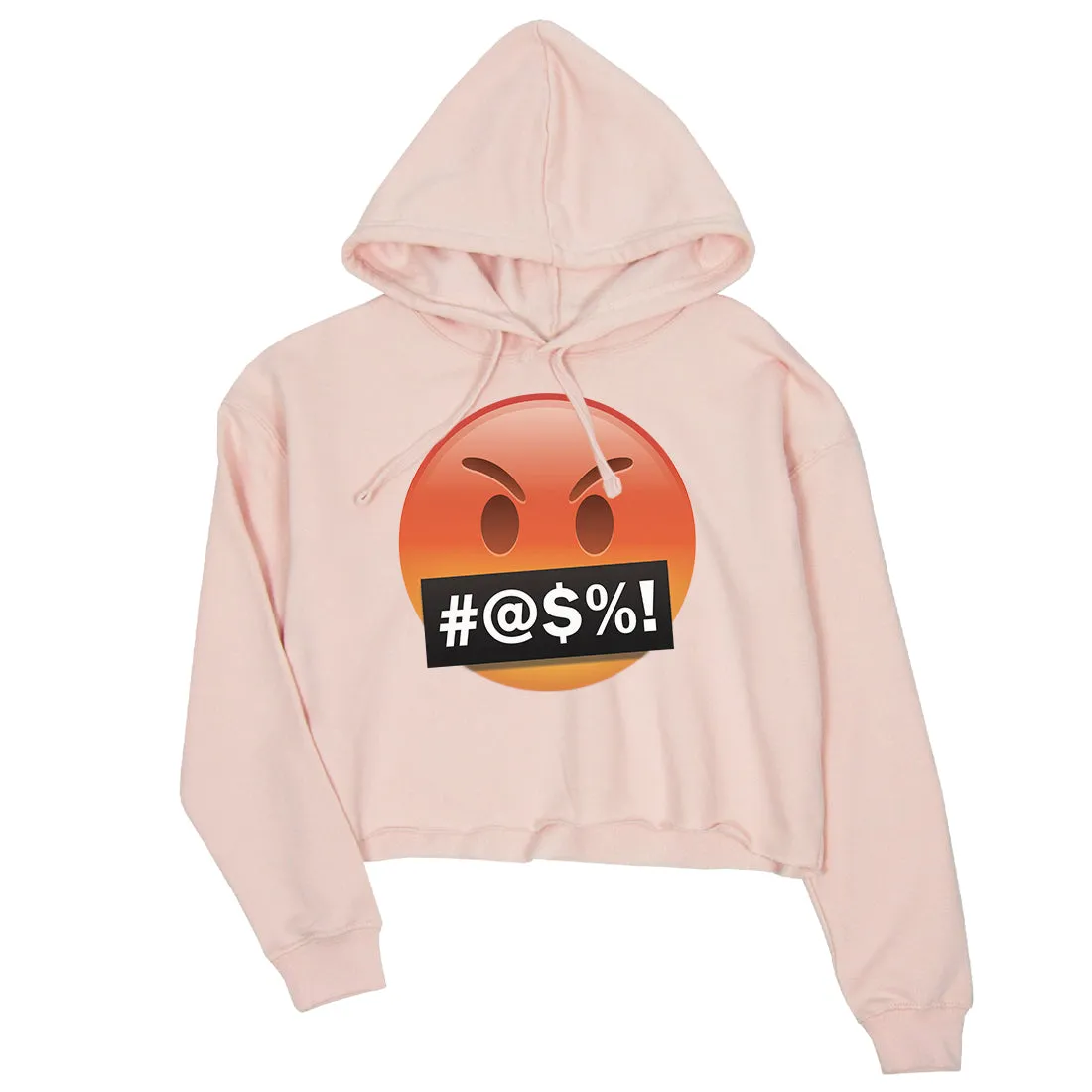 Emoji-Angry Womens Crop Hoodie Mad Humurous Halloween Birthday Gift