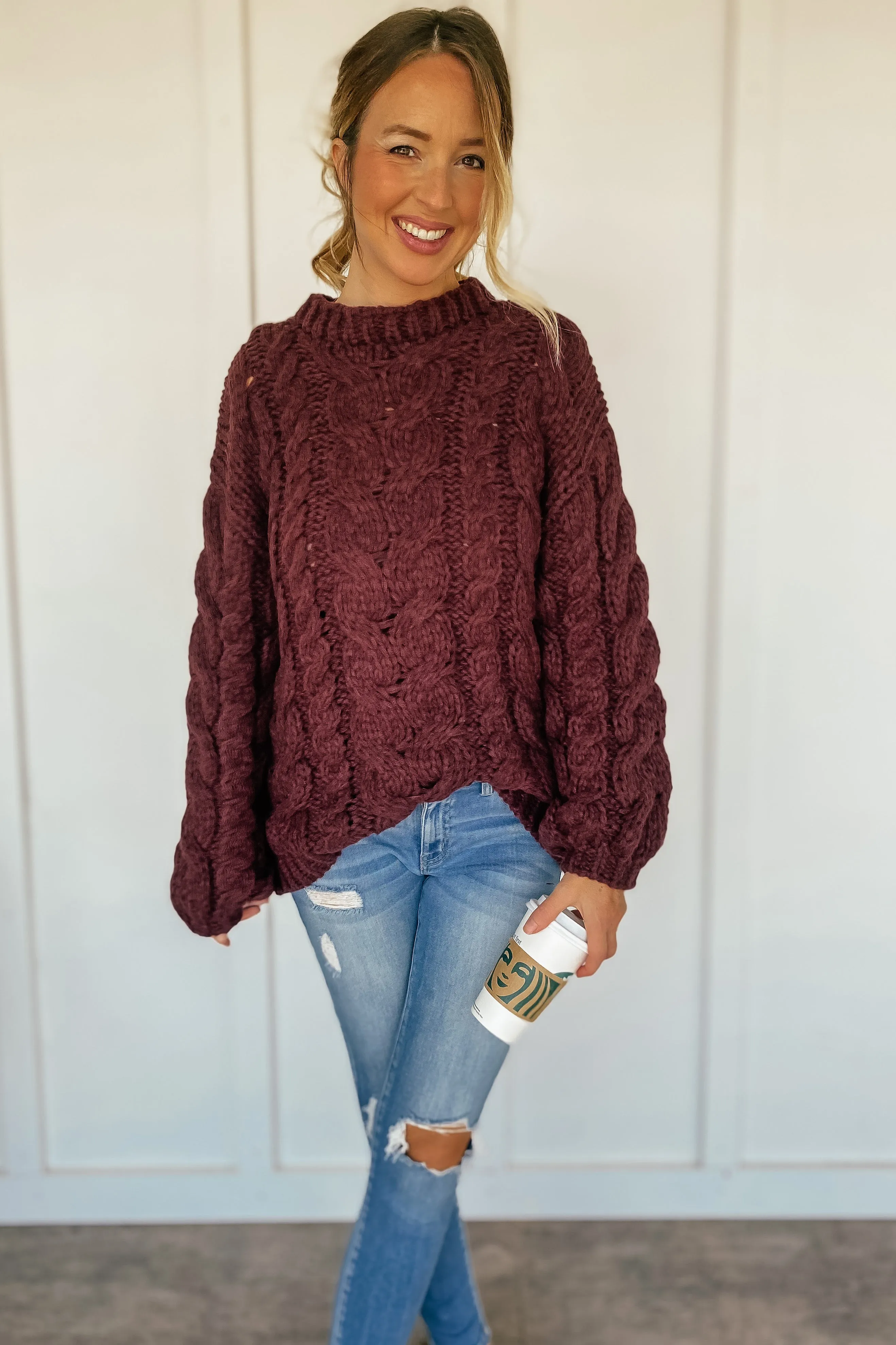 Fall Bucket List Chunky Cable Knit Sweater