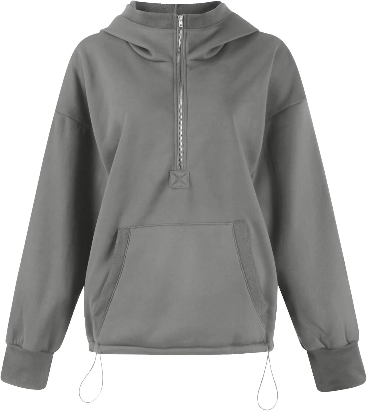Fall Casual Hoodies for Women Casual Loose Quarter Zip Up Hooded Long Sleeve Pullovers Solid Color Workout Sweatshirt