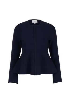 Flare Knit Blazer - Navy