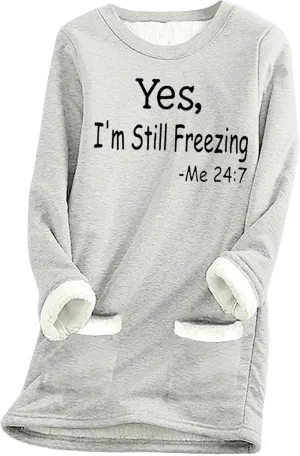 Fleece Lined Sweatshirts for Women Crewneck Warm Sherpa Sweatshirt Pullover 2024 Winter Thermal Underwear Loungewear