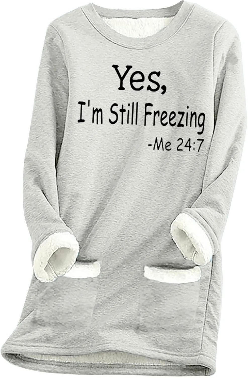 Fleece Lined Sweatshirts for Women Crewneck Warm Sherpa Sweatshirt Pullover 2024 Winter Thermal Underwear Loungewear