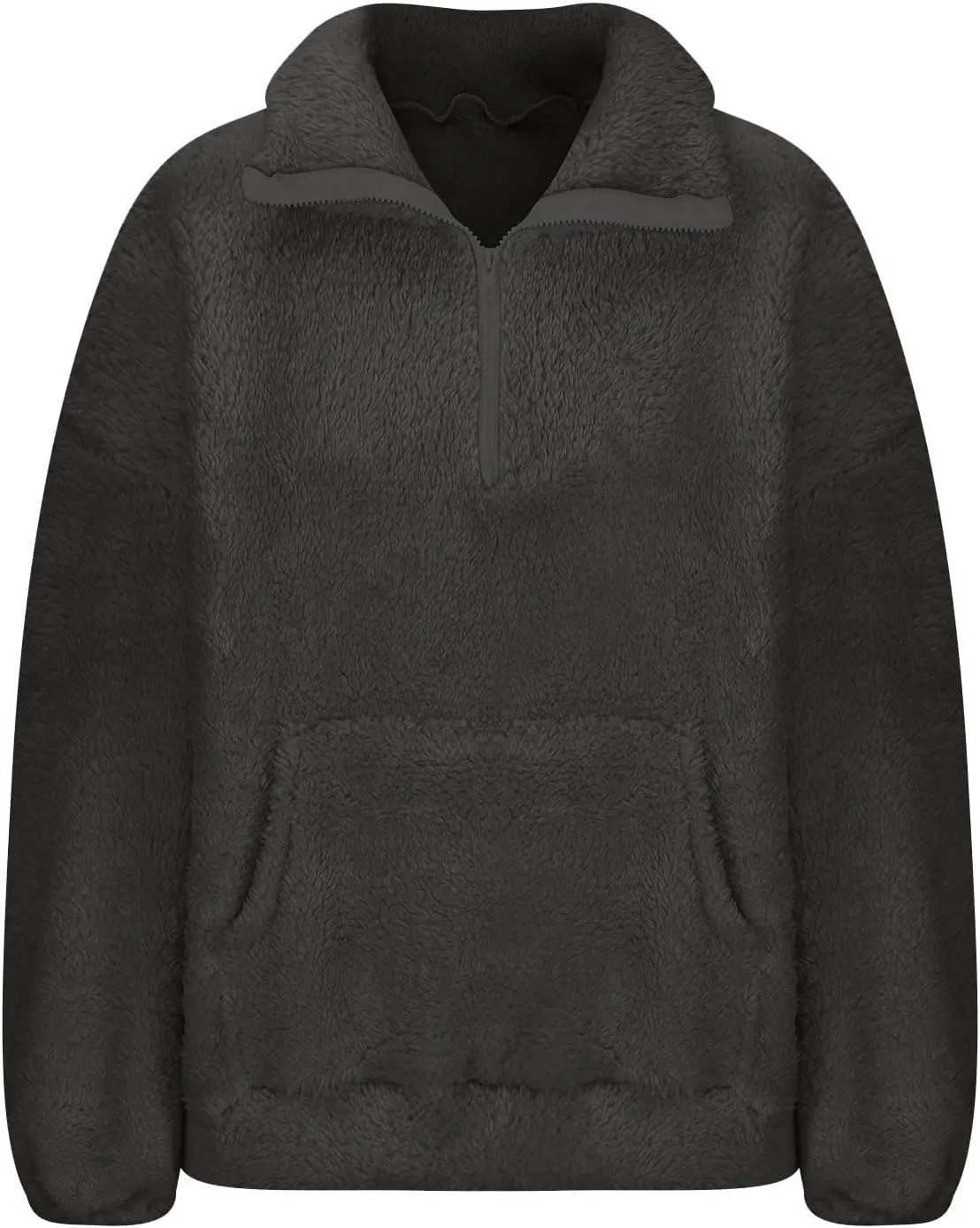 Fuzzy Fleece Sweatshirt For Women Casual Loose Half Zip Up Sherpa Pullover Sweater Warm Fall Winter Outfits
