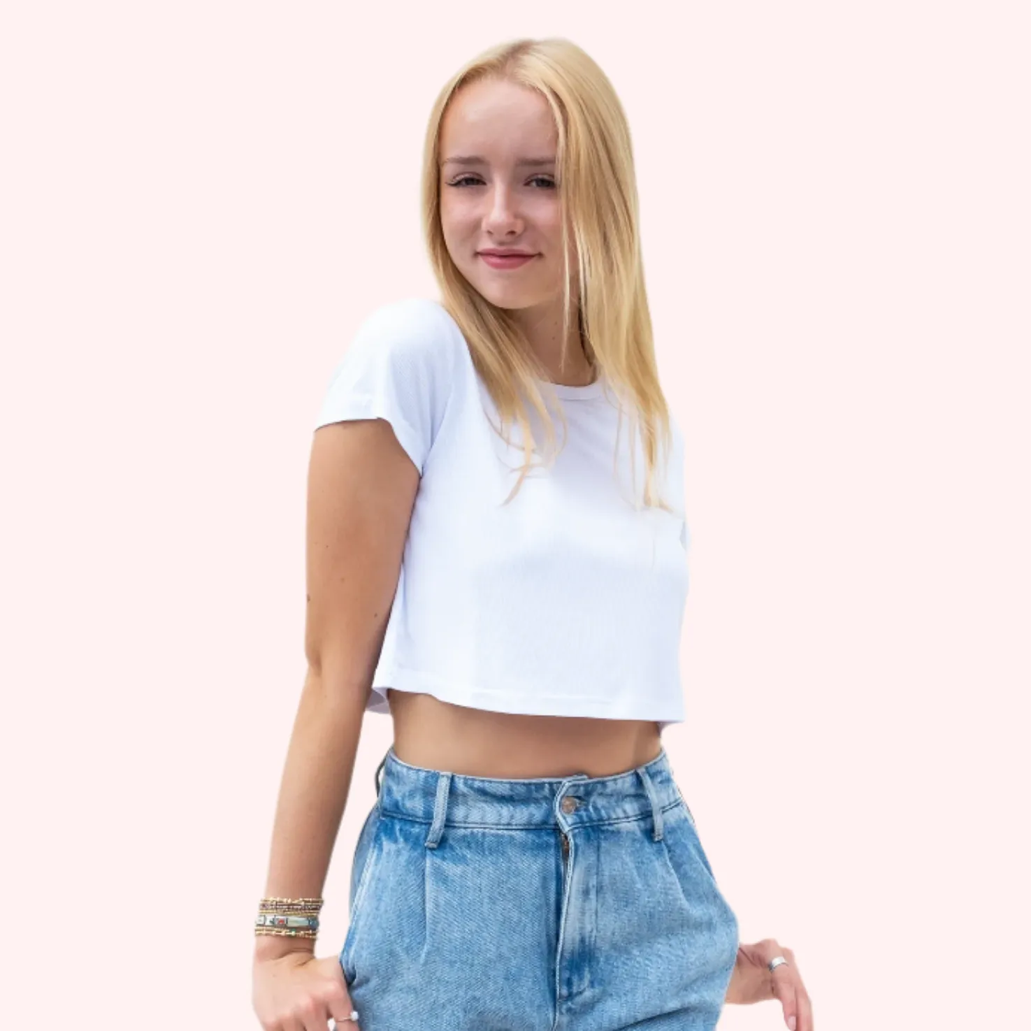 G2 Chloe Tee White Ribbed