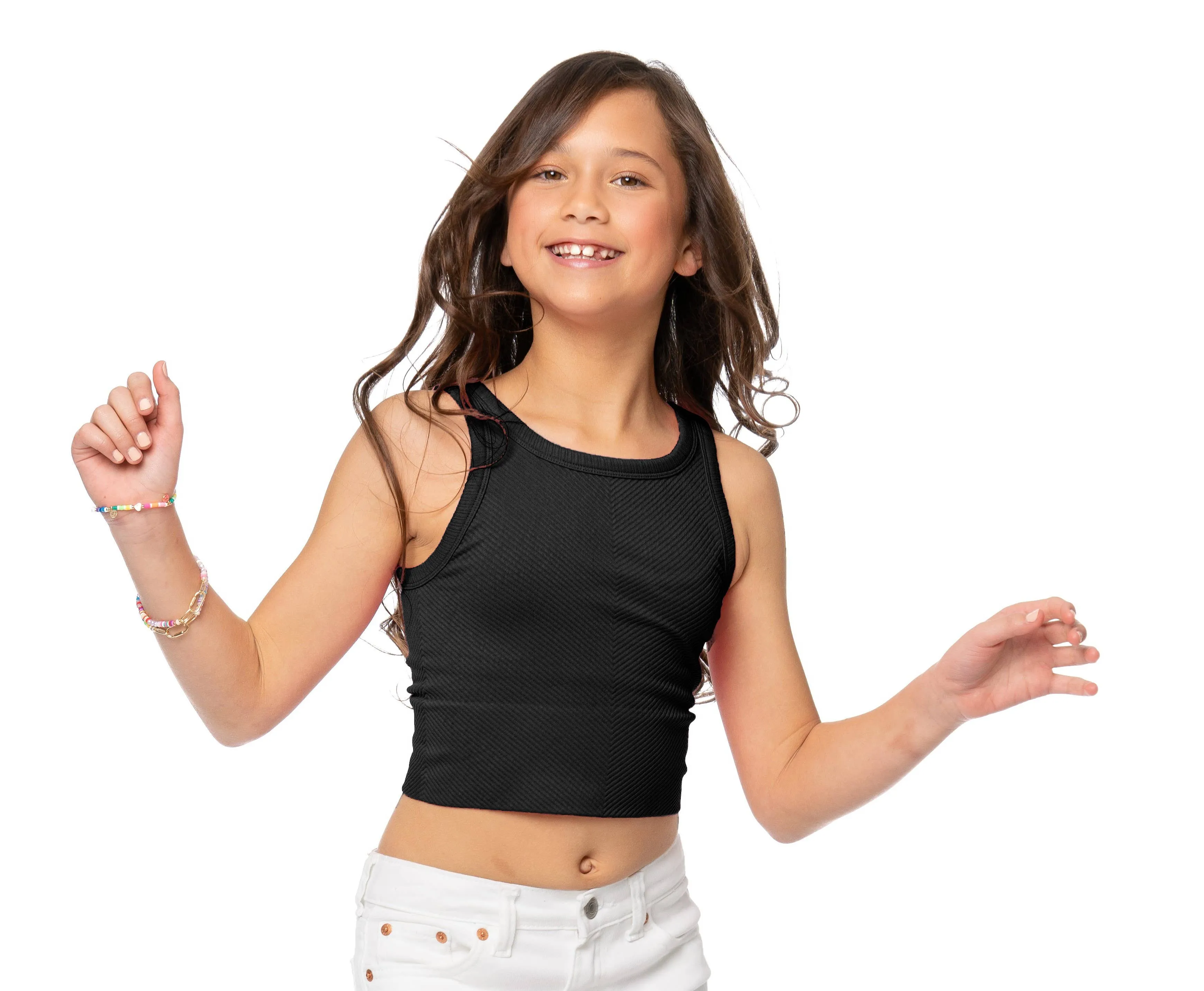 Girls Chevron Tank -Black