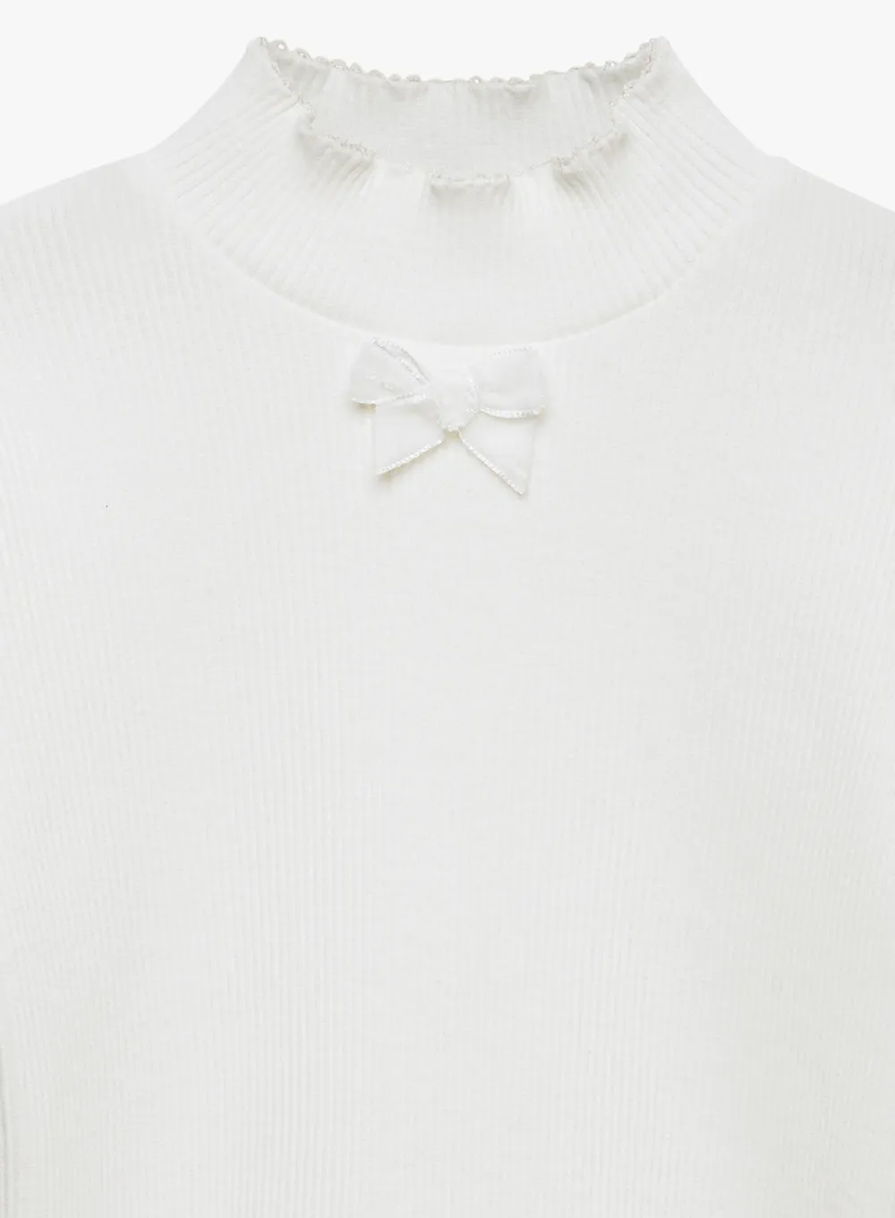 Grace Bow Jersey Top in White