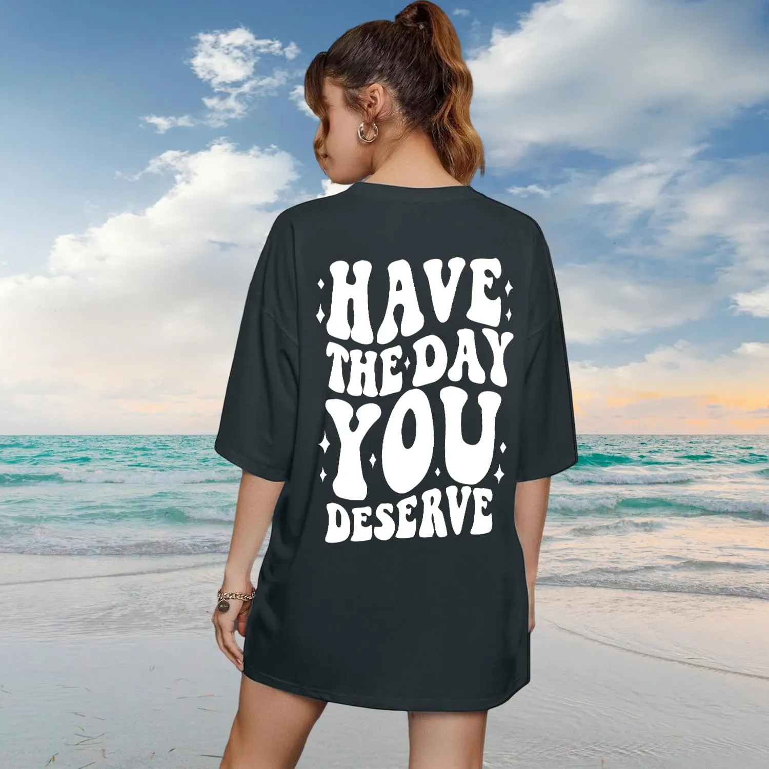 Graphic Tshirts for Women: Have The Day You Deserve Shirt Funny Skeletons Shirts Casual Graphic Tees Tops