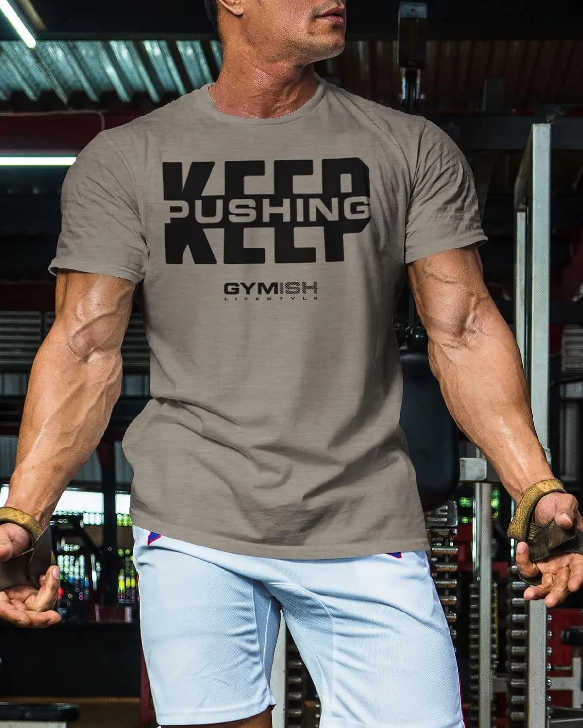 Gymish Lifestyle Keep Pushing Inspirational Gym Shirt to Push Your Self Workout Tshirt