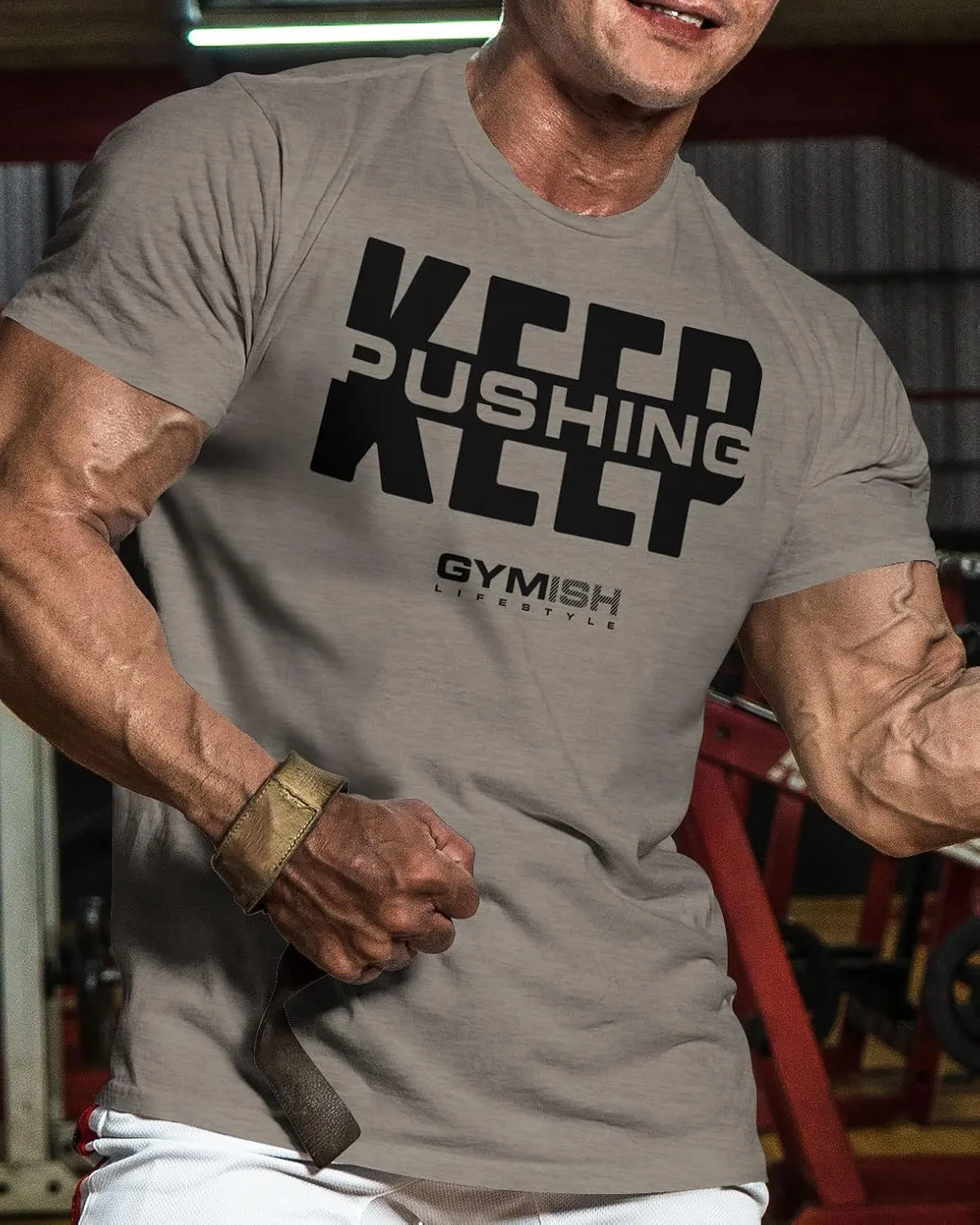 Gymish Lifestyle Keep Pushing Inspirational Gym Shirt to Push Your Self Workout Tshirt