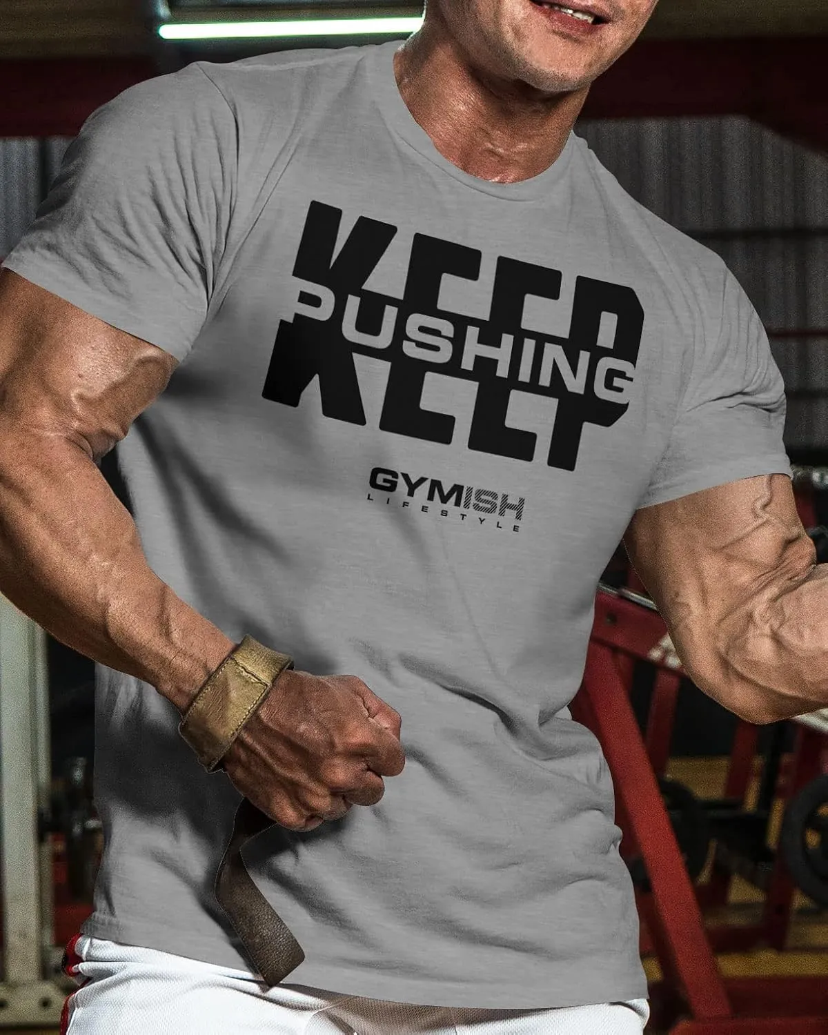 Gymish Lifestyle Keep Pushing Inspirational Gym Shirt to Push Your Self Workout Tshirt