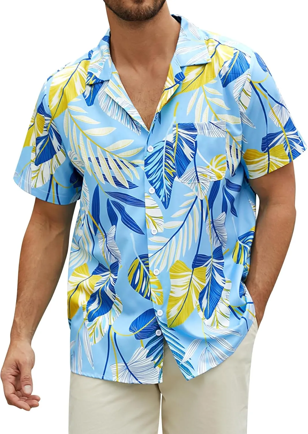 Hardaddy Men's Camp Collar Retro Vintage Bowling Button Down Shirt with Pocket Casual Short Sleeve Beach Shirts Summer