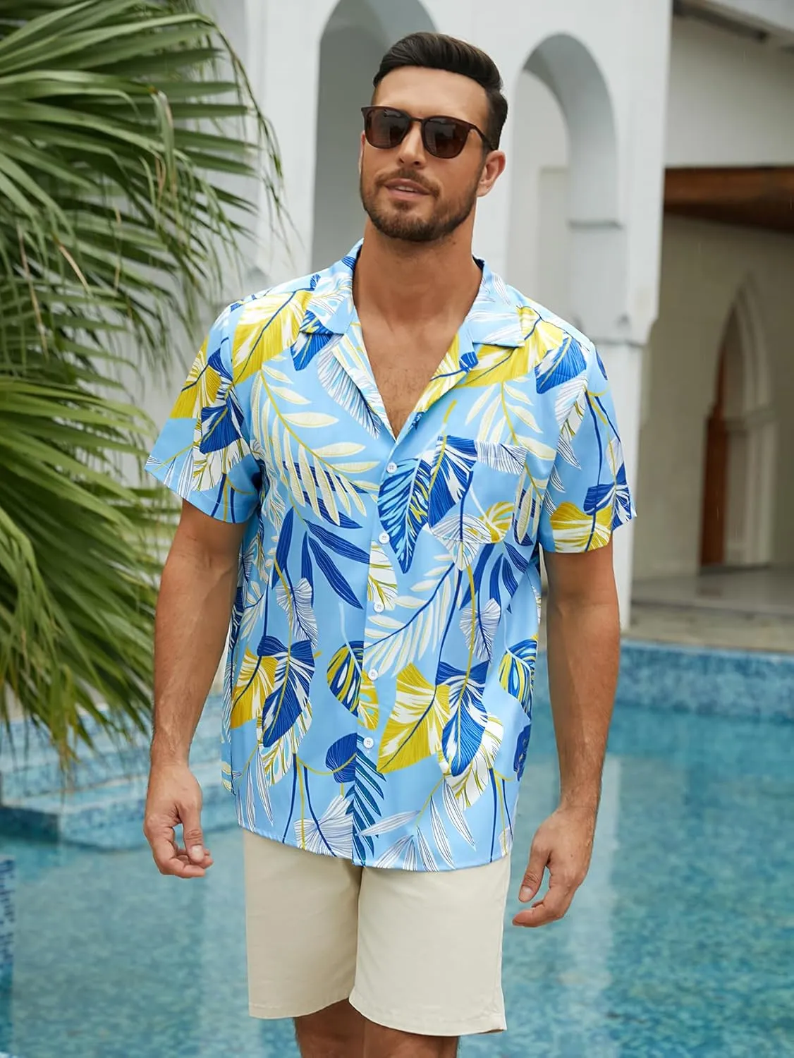 Hardaddy Men's Camp Collar Retro Vintage Bowling Button Down Shirt with Pocket Casual Short Sleeve Beach Shirts Summer