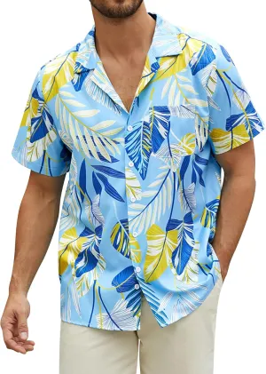 Hardaddy Men's Camp Collar Retro Vintage Bowling Button Down Shirt with Pocket Casual Short Sleeve Beach Shirts Summer