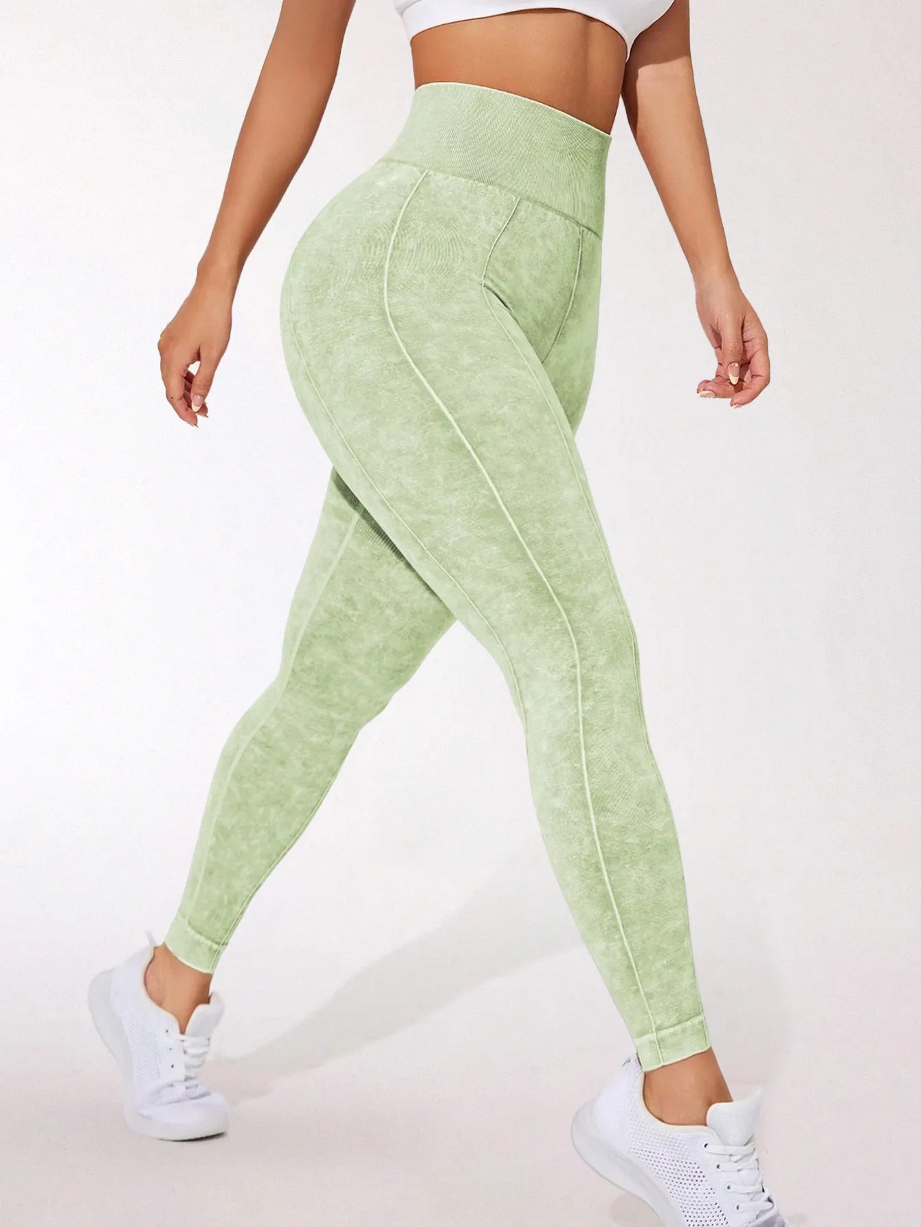 High Waist Acid Washed Seamless Leggings