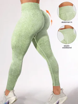 High Waist Acid Washed Seamless Leggings