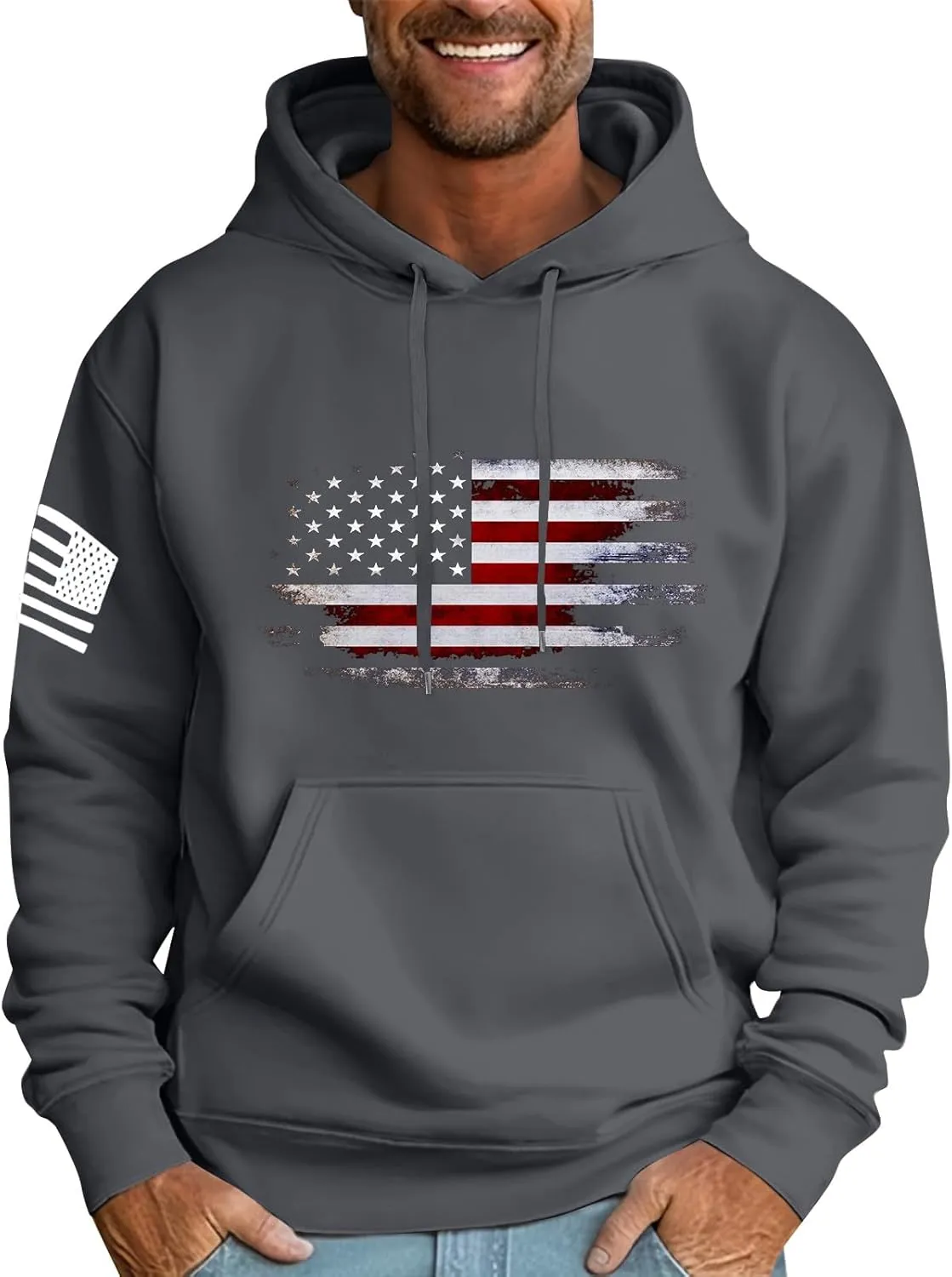 Hoodies For Men Drawstring Pockets Prints Long Sleeve Fashion Casual Graphic Sweatshirt