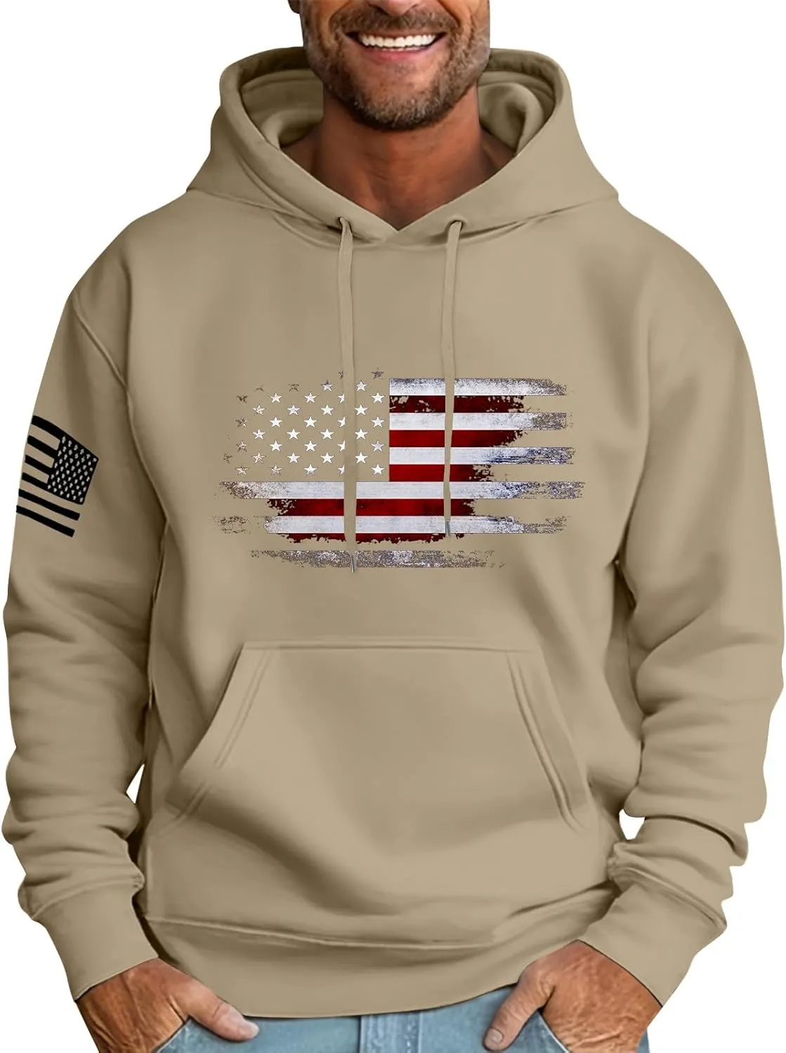 Hoodies For Men Drawstring Pockets Prints Long Sleeve Fashion Casual Graphic Sweatshirt
