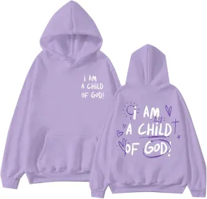 I Am A Child of God Hoodie Christian Sweatshirts for Women Faith Religious God Pullover Long Sleeve Tops with Pocket