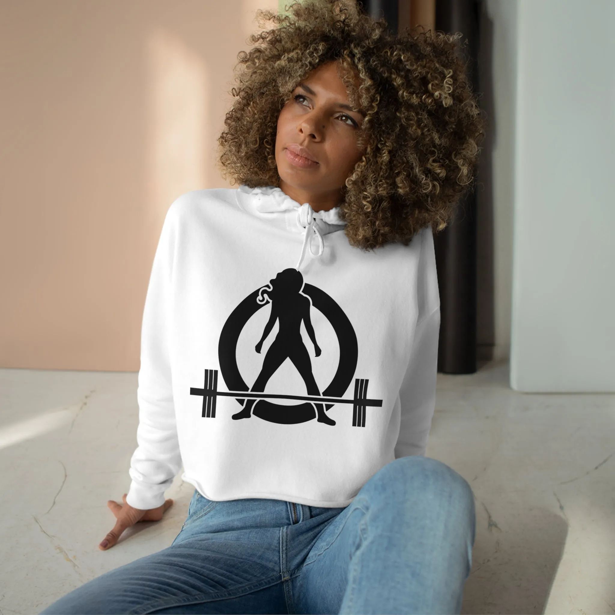 I Could Hip Thrust You - Crop Hoodie - Classic Black Logo Front & Back