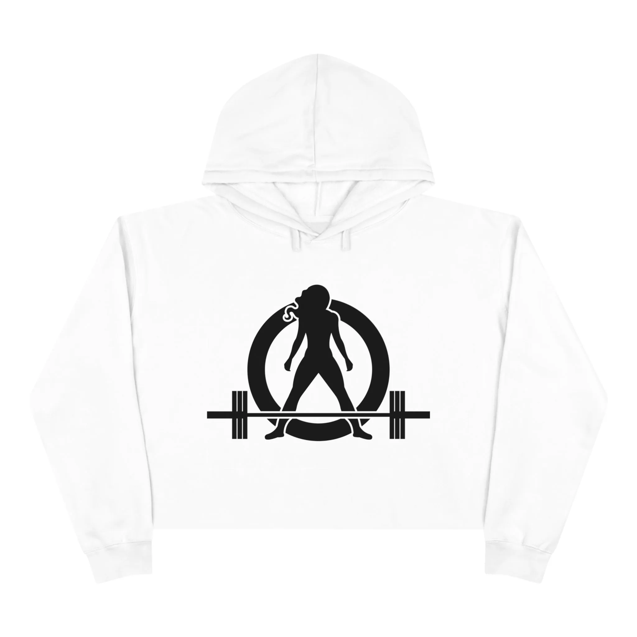 I Could Hip Thrust You - Crop Hoodie - Classic Black Logo Front & Back