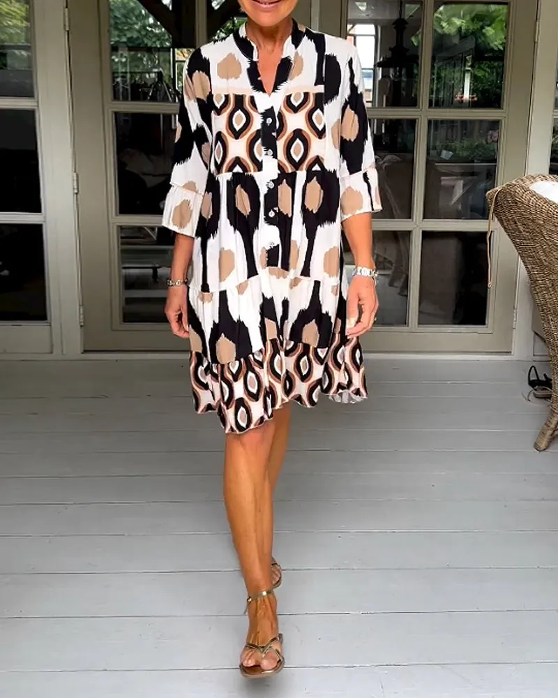 INGRID | PRINTED DRESS WITH 3/4 SLEEVES