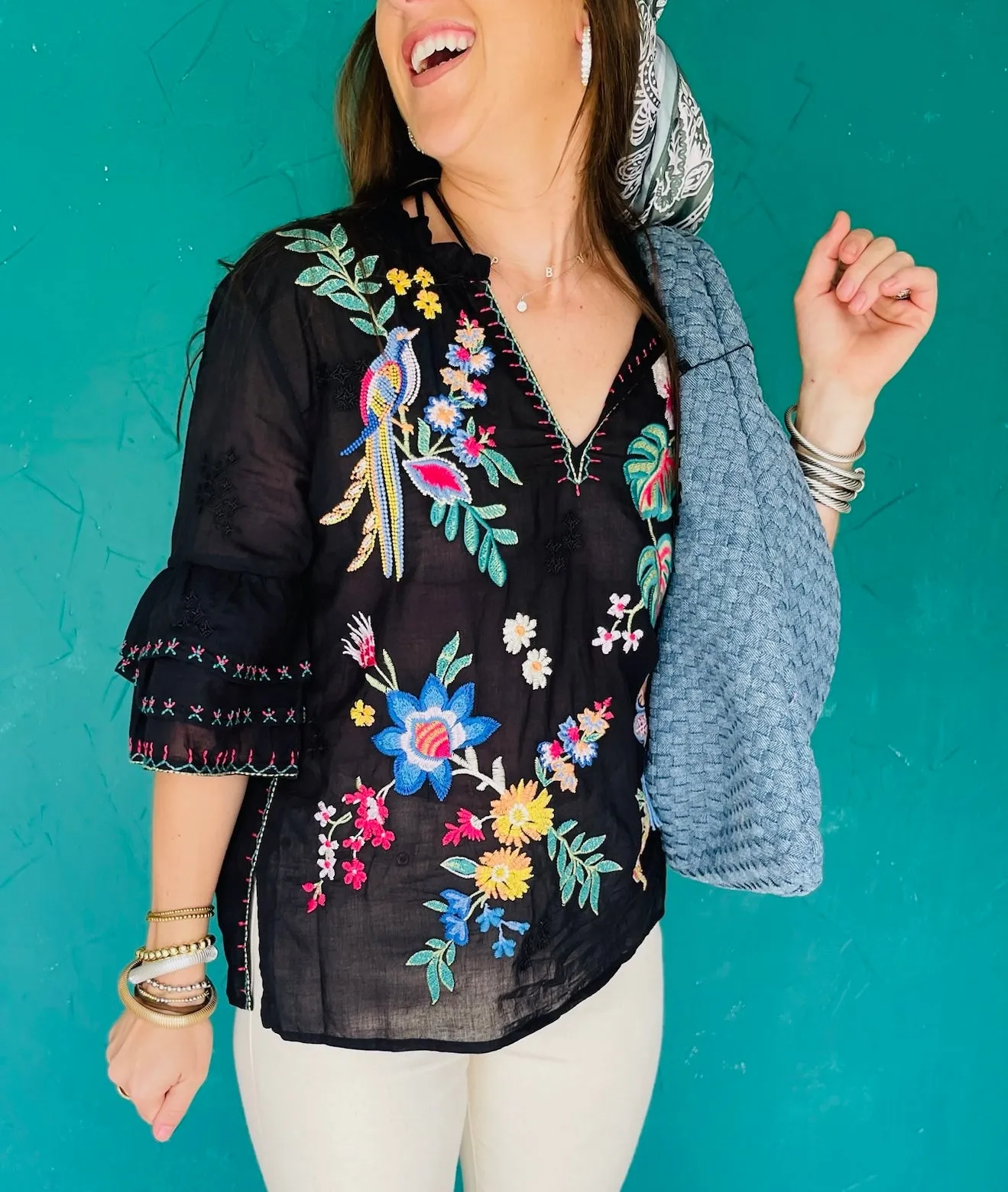 Jeanette Ruffle Sleeve Blouse