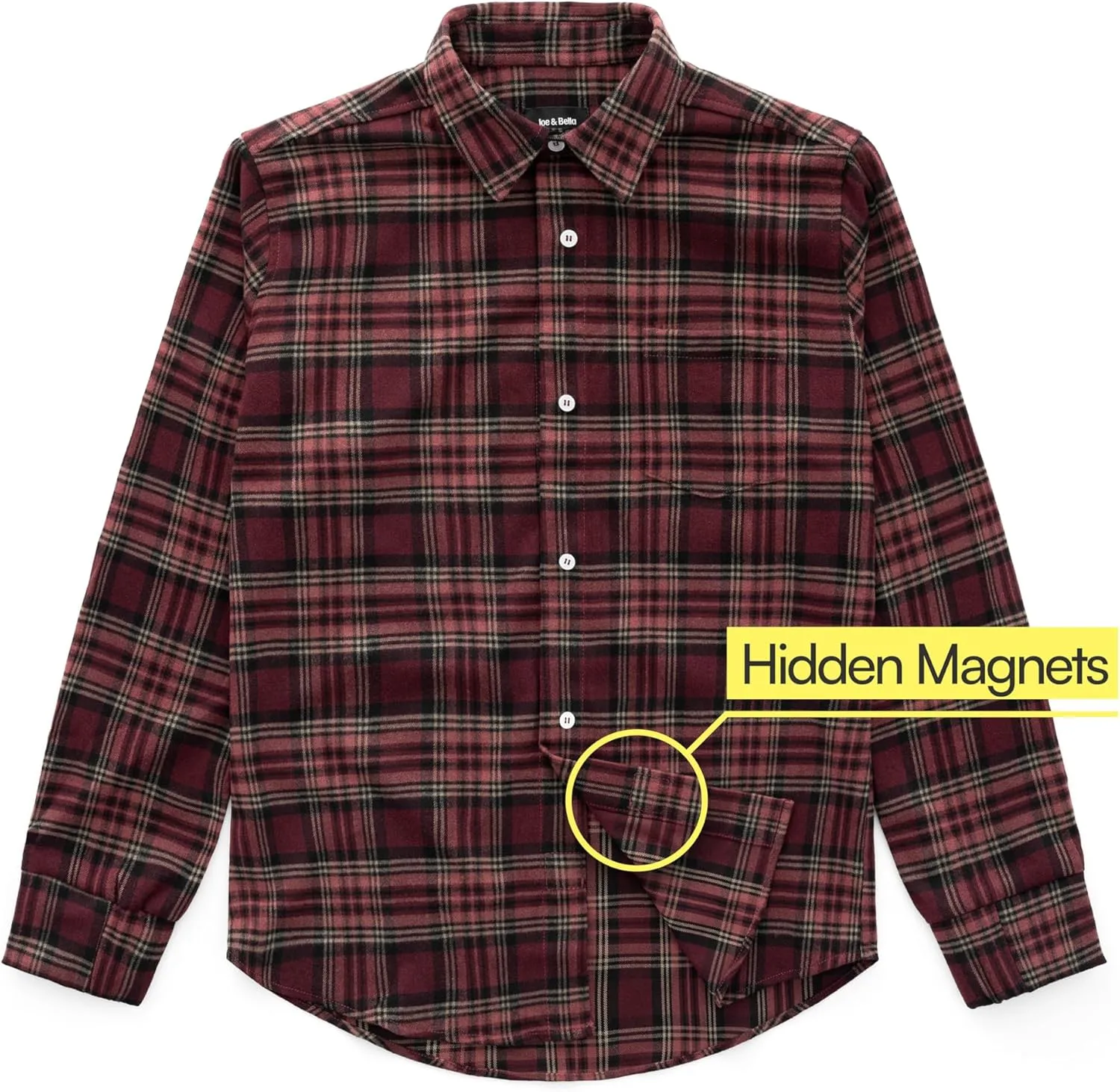 Joe & Bella Men's Magnetic Button Flannel Shirt - Adaptive Magnetic Shirts for Men