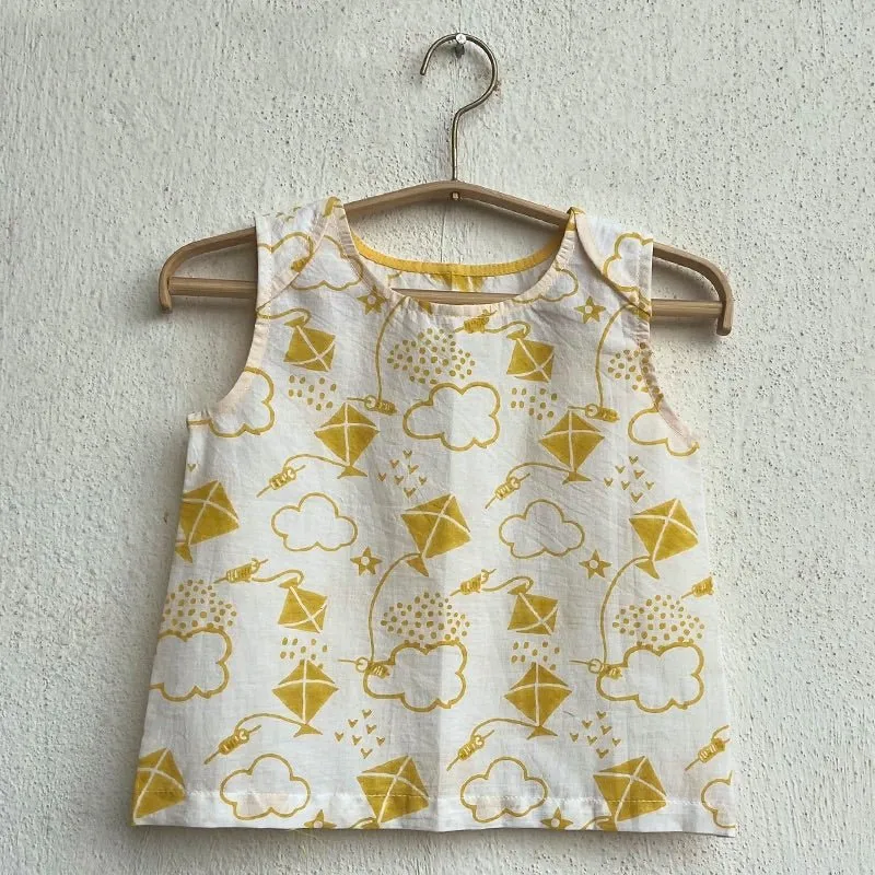Kids Unisex Organic Cotton Patang Jhabla with Yellow Pants