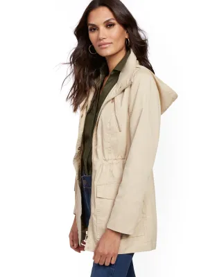 Knit-Inset Anorak Jacket