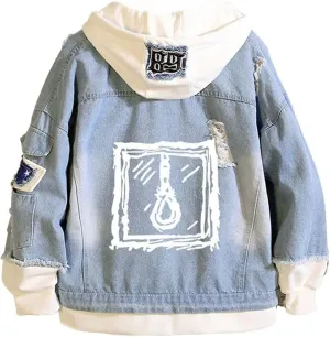 KPOP Rapper Denim Jacket Jeans Love Printed Fashion Sport Hip Hop Hoodie
