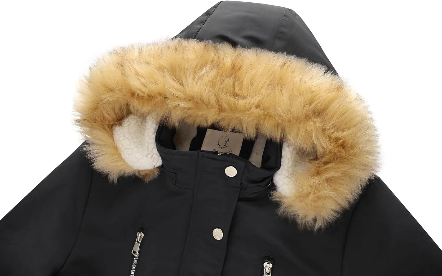 Lamgool Women's Sherpa Fleece Down Jacket Thicken Winter Coat Warm Parka with Hood