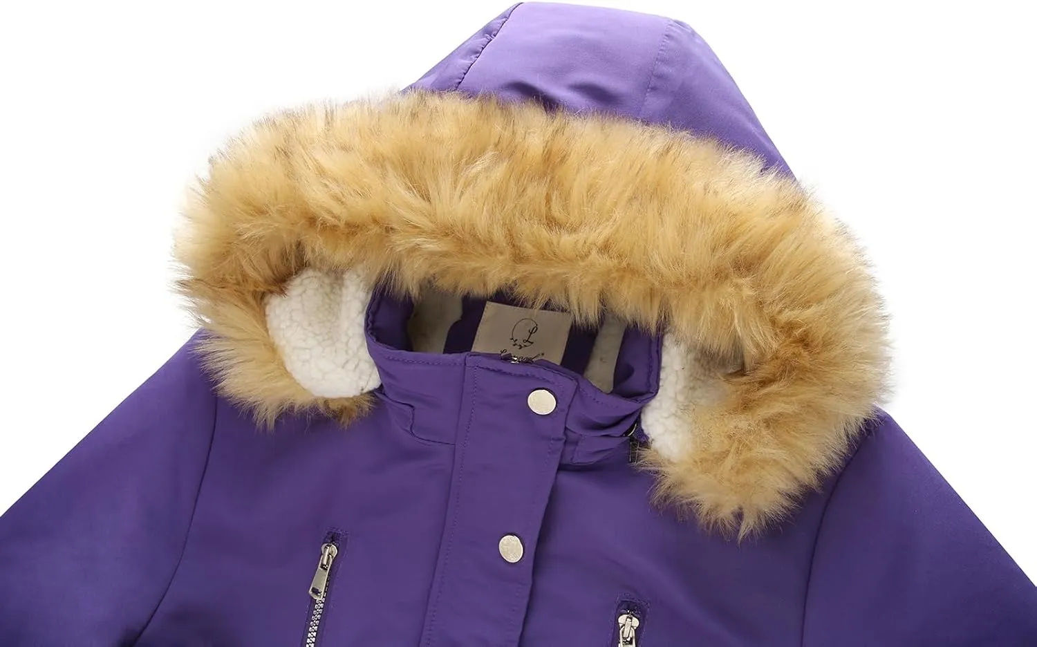 Lamgool Women's Sherpa Fleece Down Jacket Thicken Winter Coat Warm Parka with Hood