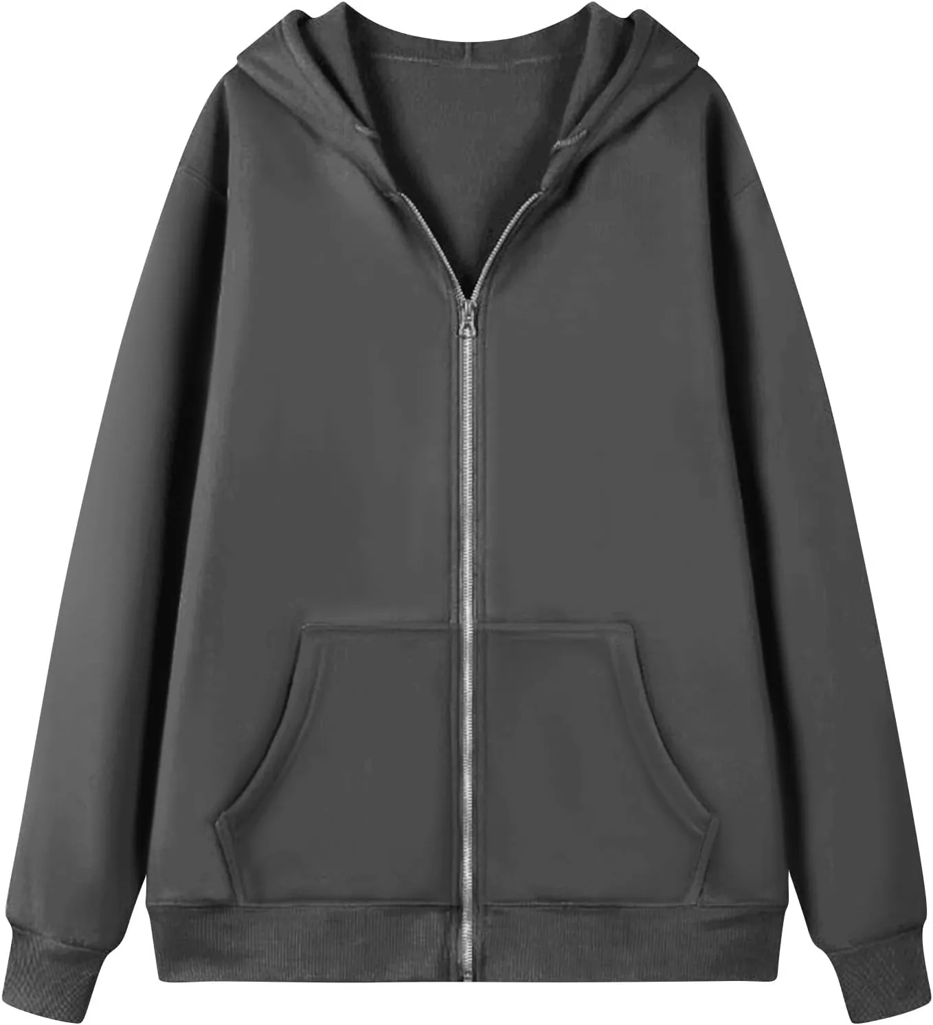 lcyhony Womens Fleece Zip Up Hoodie Trendy Oversized Long Sleeve Sweatshirt Lightweight Casual Workout Jackets with Pockets