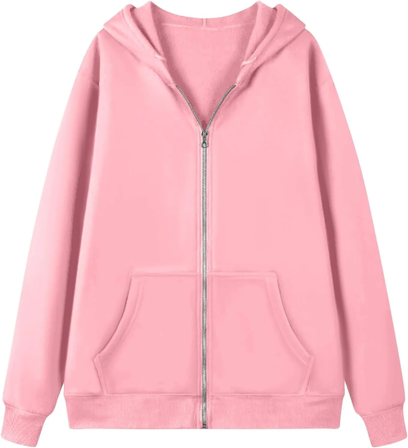 lcyhony Womens Fleece Zip Up Hoodie Trendy Oversized Long Sleeve Sweatshirt Lightweight Casual Workout Jackets with Pockets