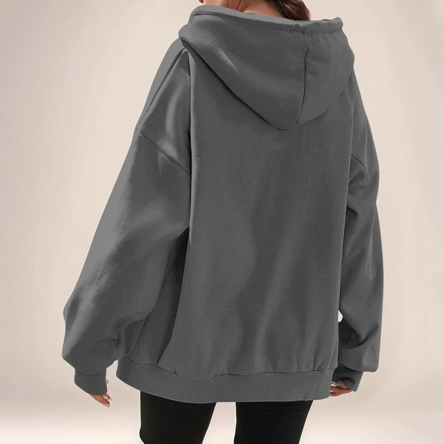 lcyhony Womens Fleece Zip Up Hoodie Trendy Oversized Long Sleeve Sweatshirt Lightweight Casual Workout Jackets with Pockets