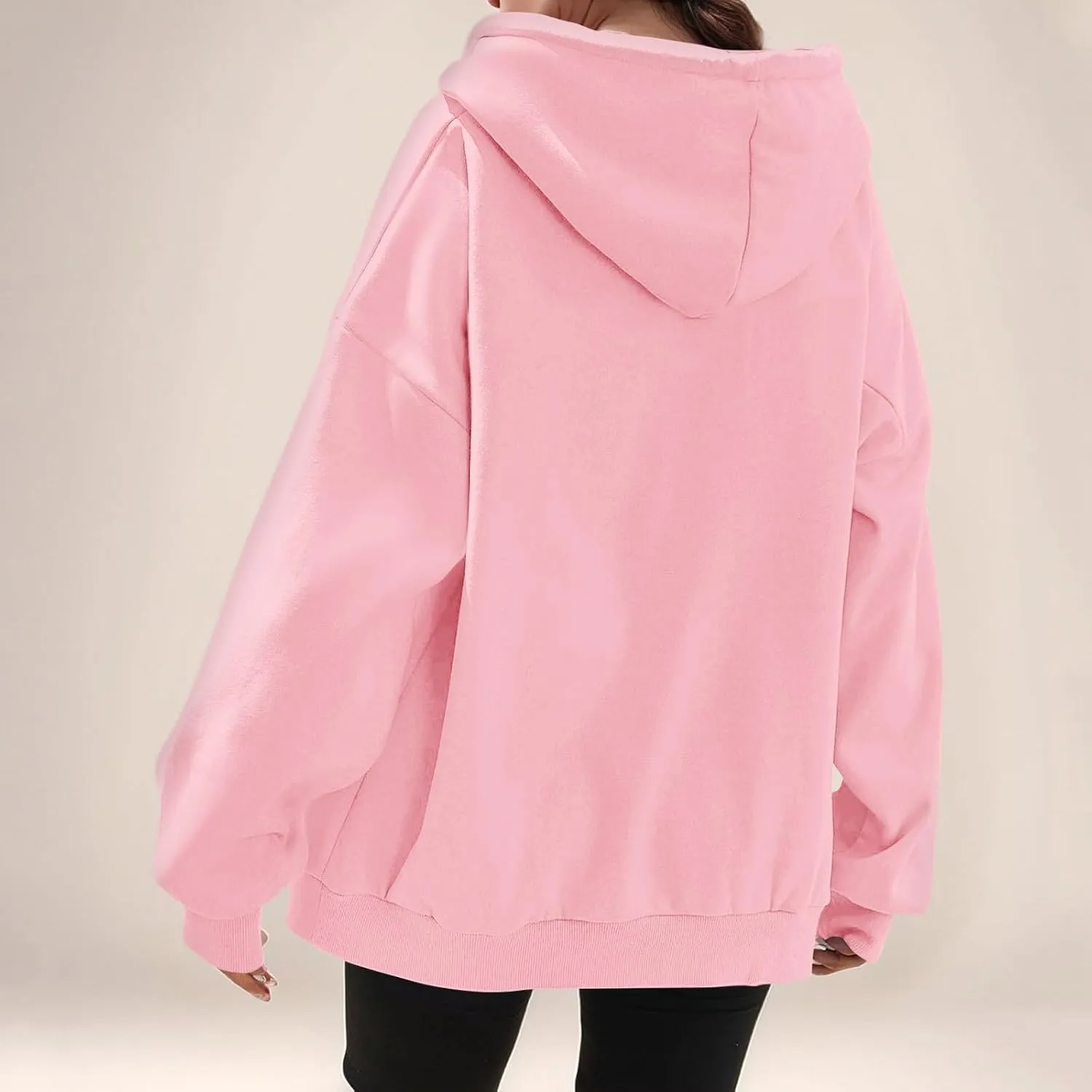 lcyhony Womens Fleece Zip Up Hoodie Trendy Oversized Long Sleeve Sweatshirt Lightweight Casual Workout Jackets with Pockets