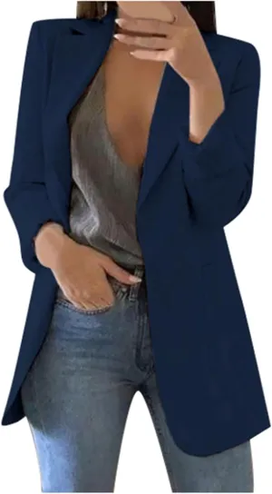 Lightweight Blazer For Women 2025 Office Work Jackets Long Sleeve Solid Formal Open Front Lapel Trendy Cardigans