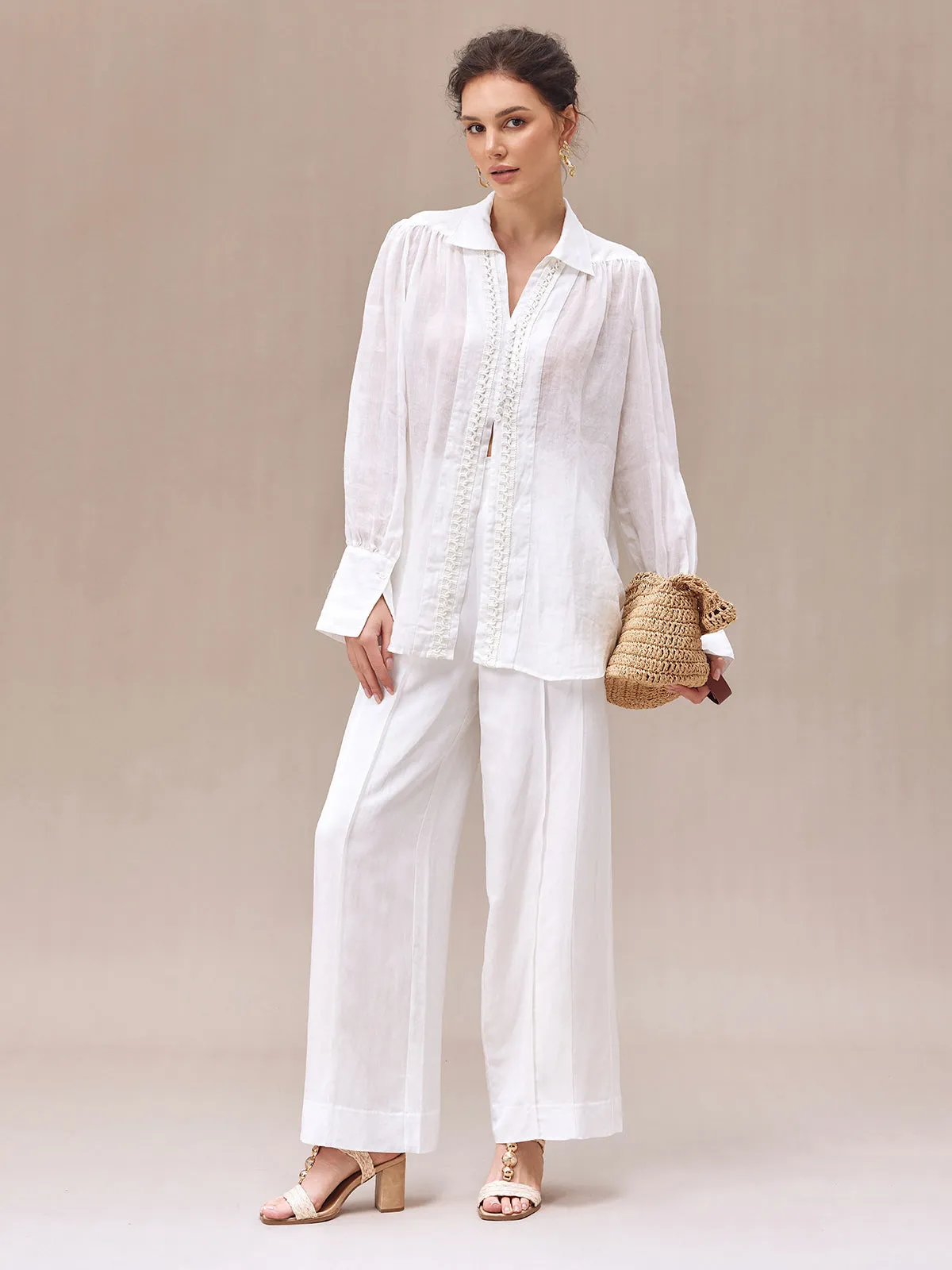 Lightweight Pleated Linen Blouse