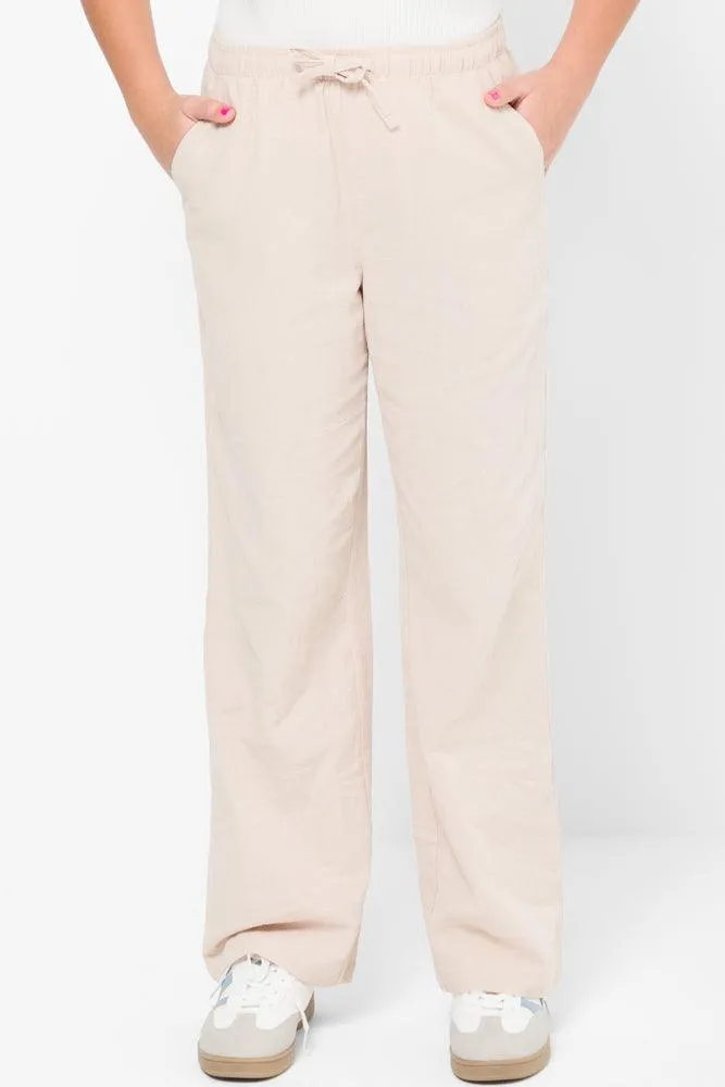 Linen Pull On Pants Stone