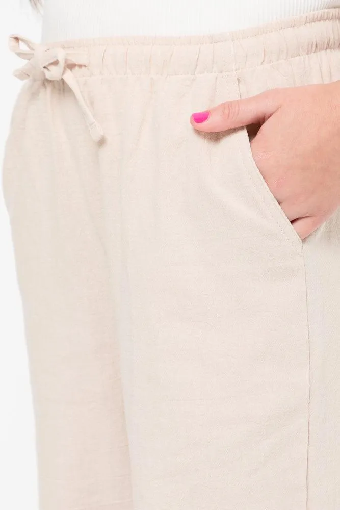 Linen Pull On Pants Stone