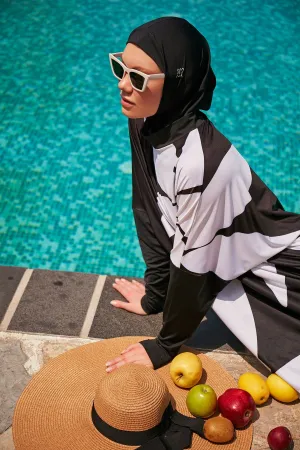 Lycra Black Burkini Modest Swimwear M2309