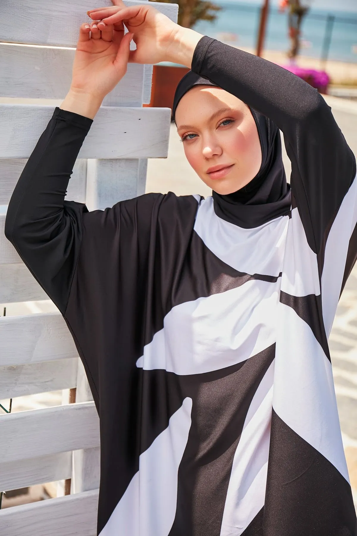Lycra Black Burkini Modest Swimwear M2309