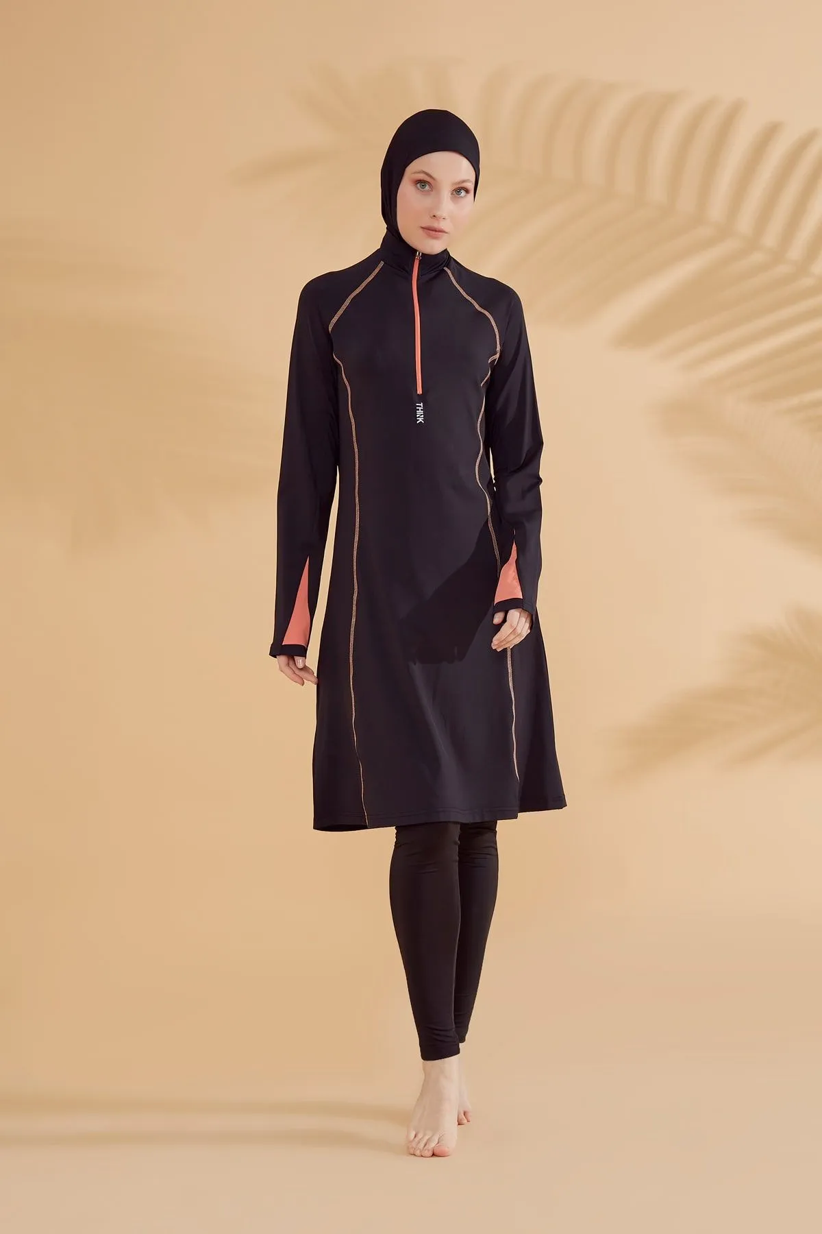 Lycra Black Burkini Modest Swimwear M2333